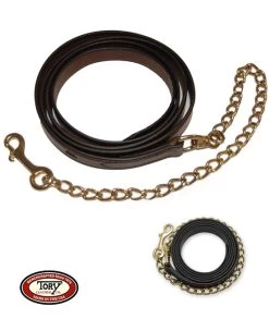 Tory Leather Lead With 24" Chain, Havana Or Black