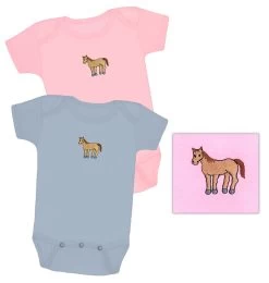Baby Body Suit, Equine Couture, Light Pink And Light Blue