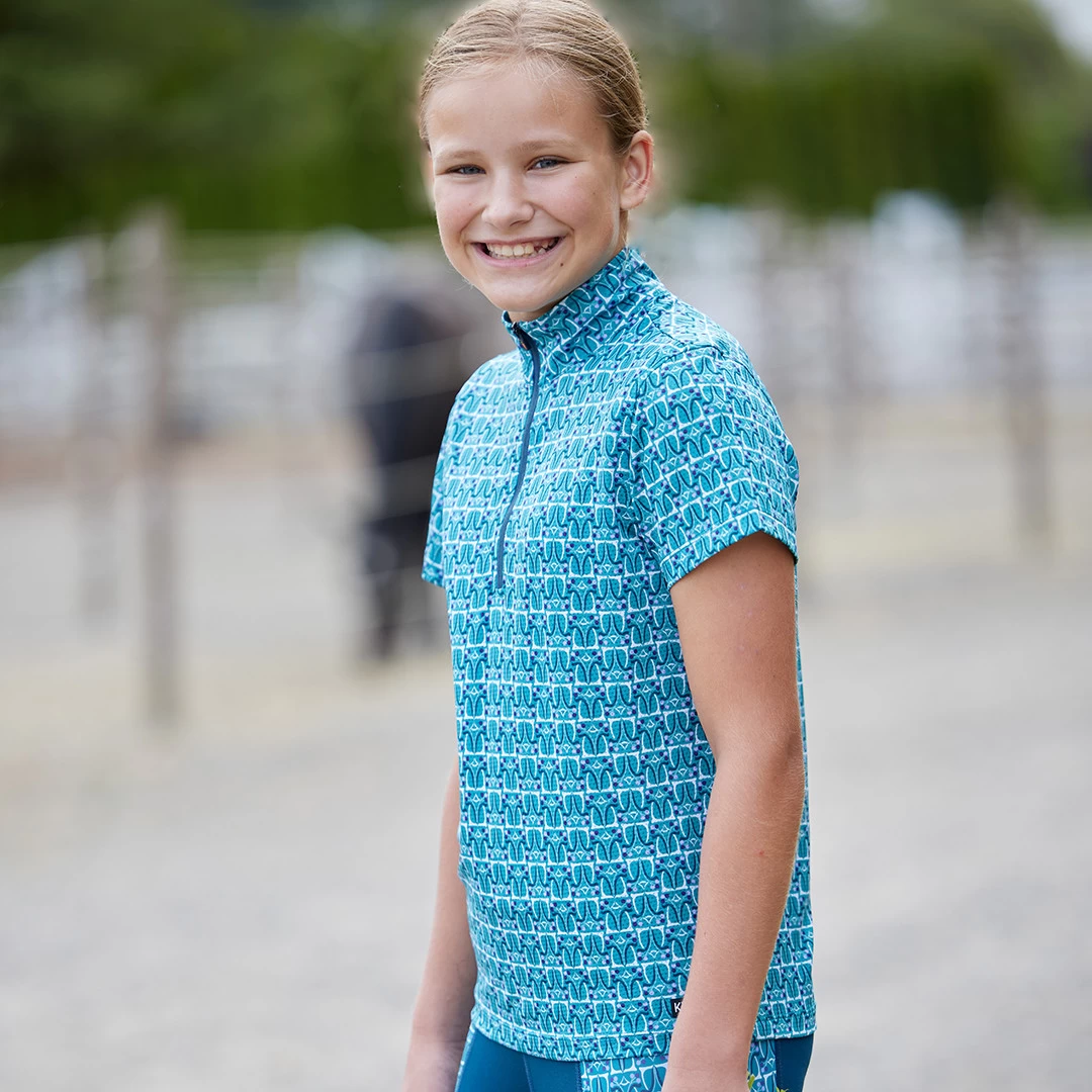 Kerrits Kids Always Cool Ice Fil Short Sleeve Tee, Peacock Iron Bouquet - Image 2