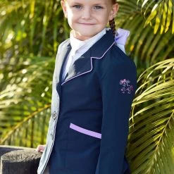 Belle & Bow Sweetheart Show Coat, Navy/Lavender, Sizes 2 - 6 Years