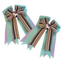 Belle & Bow Show Bows, Blitz, Mint/Lavender/Multi-Stripes