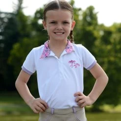 Belle & Bow Short Sleeve Show Shirt With Lavender Ponies & Bows Trim, 12 Months - 5 Years