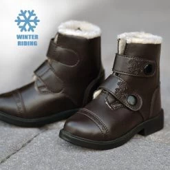Belle & Bow Fleece-Lined, Winter Paddock Boots, Brown, Little Kids Sizes 6 - 12