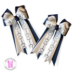 Bows To The Shows, Classic Bits On White With Navy & Tan