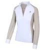 Kathryn Lily Tuxedo Block Competition Shirt, Tan/White