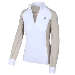 Kathryn Lily Tuxedo Block Competition Shirt, Tan/White