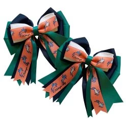Kathryn Lily Jumping Horse Show Bows, Peach, Teal, Navy & White