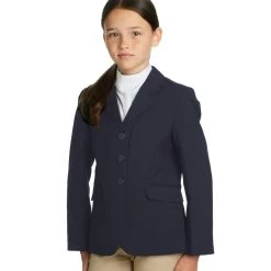 Ovation Girl's Destiny Stretch Show Coat, Navy, Sizes 4 - 16