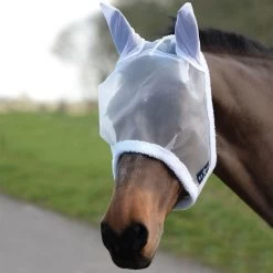 Saxon Fly Mask With Ears, White, Pony & Cob