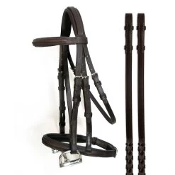 McBride Padded, Raised Bridle, English Leather, Small Pony Havana