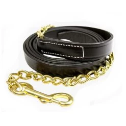Walsh 1" X 6' Leather Lead With 24" Chain, Havana