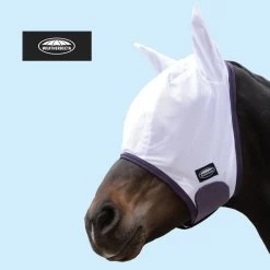 Weatherbeeta Comfitec Essential Fly Mask With Ears, White/Purple/Black, Pony & Cob